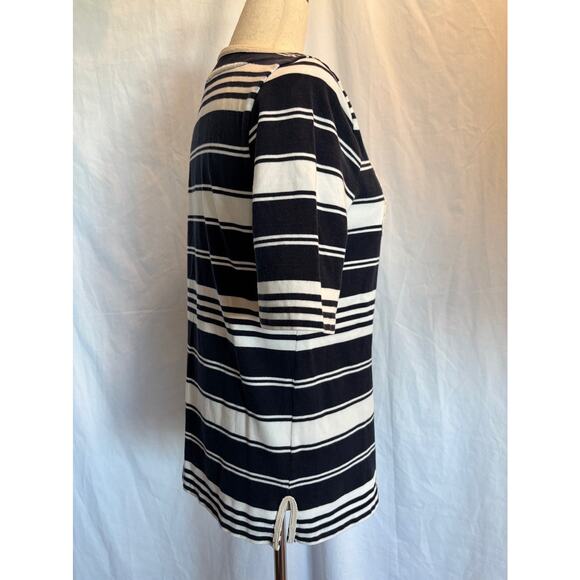 J Crew Pullover Cotton Blend Top Nautical Rope Detail Blue Wht Stripe Hamptons M - Picture 4 of 8